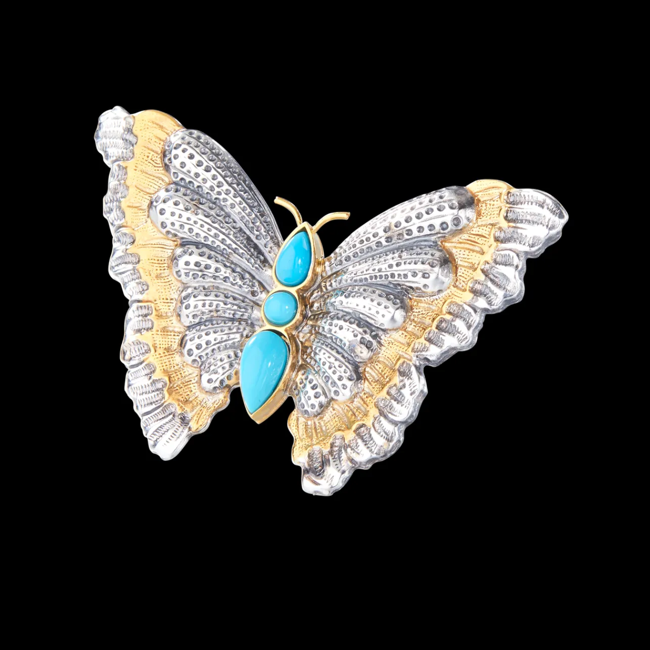 Buccellati BLOSSOMS COLOR BROOCH IN SILVER WITH TURQUOISE