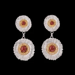 Buccellati BLOSSOMS COLOR GOLD-PLATED SILVER EARRINGS WITH RED JASPER