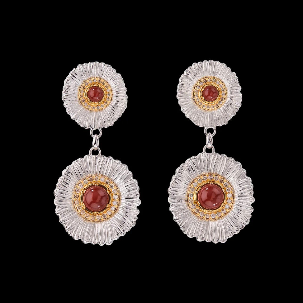 Buccellati BLOSSOMS COLOR GOLD-PLATED SILVER EARRINGS WITH RED JASPER