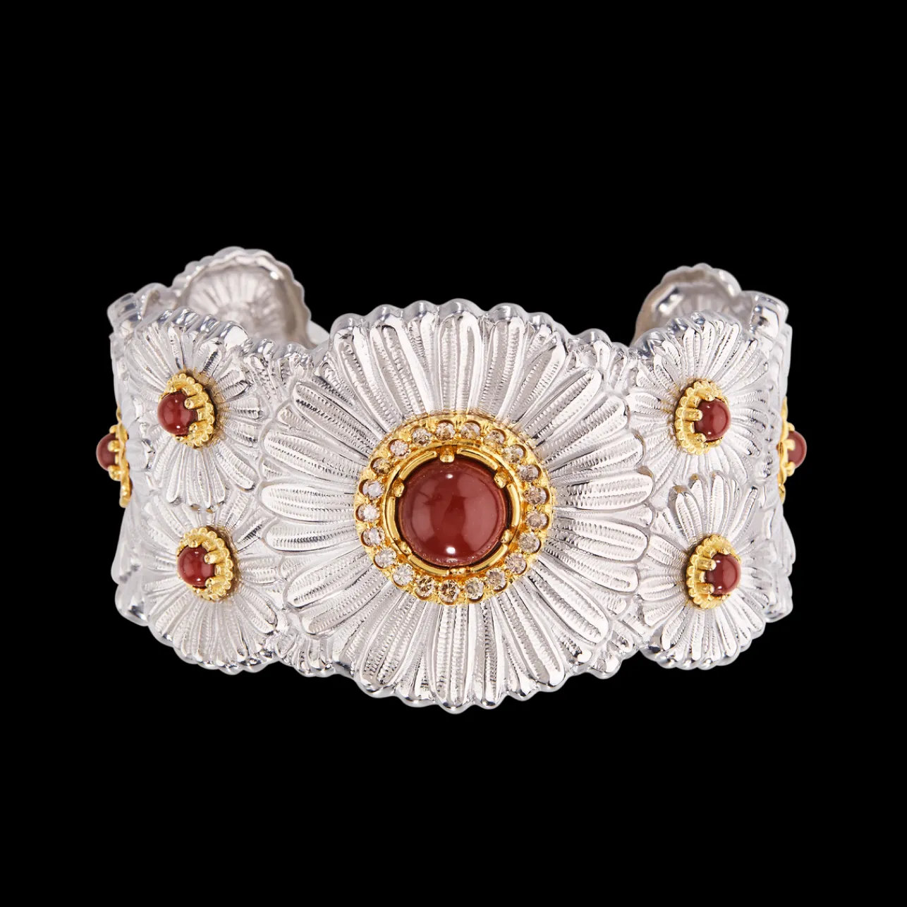 Buccellati BLOSSOMS COLOR SILVER BRACELET WITH RED JASPER