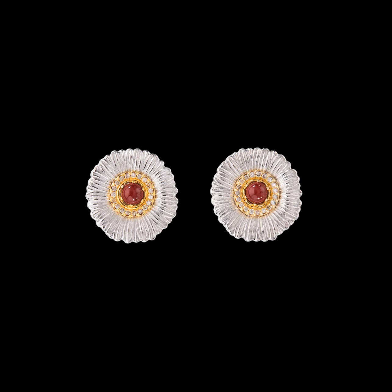 Buccellati BLOSSOMS COLOR SILVER EARRINGS WITH RED JASPER