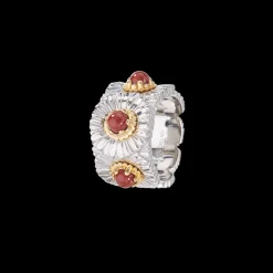 Buccellati BLOSSOMS COLOR SILVER ETERNELLE RING WITH RED JASPER