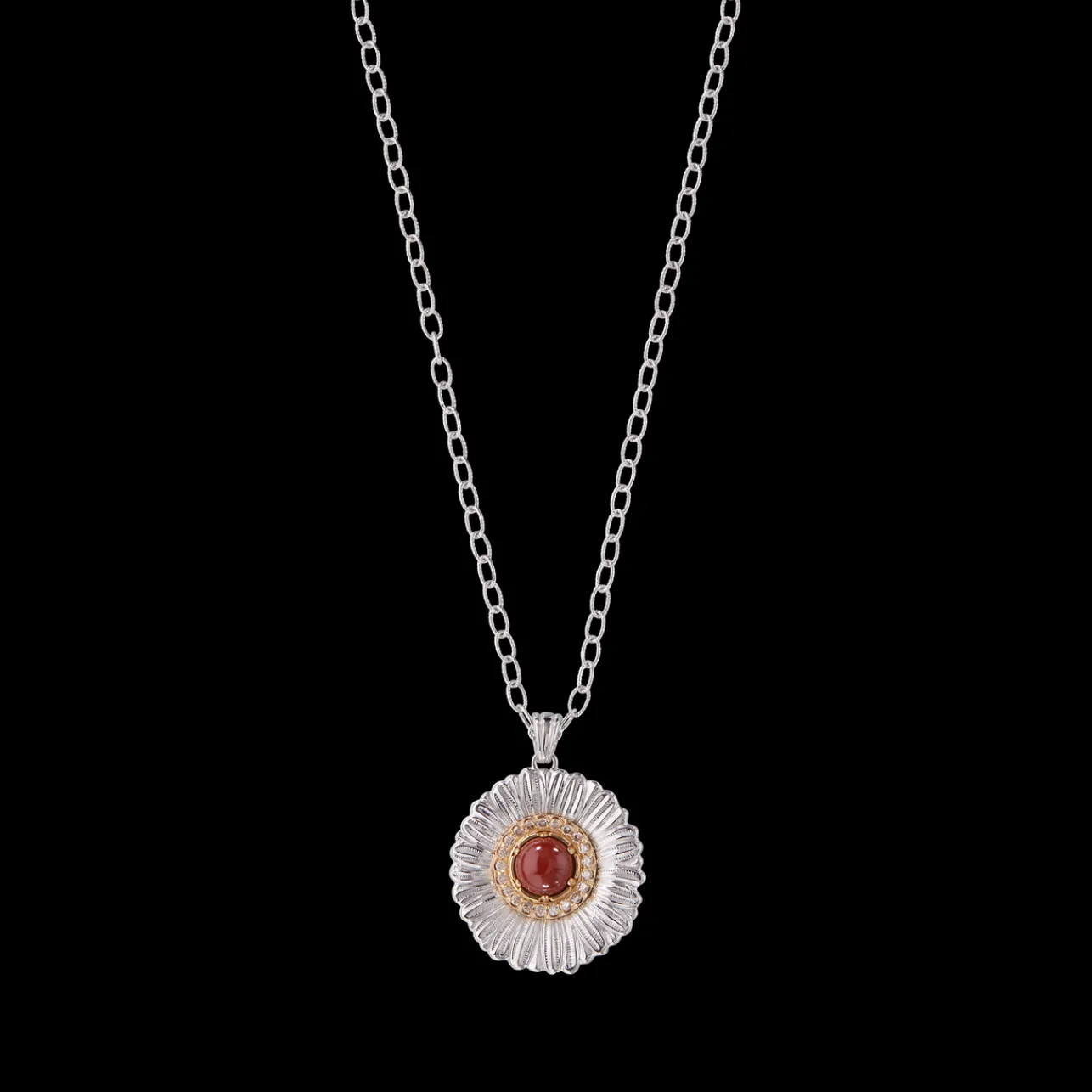 Buccellati BLOSSOMS COLOR SILVER PENDANT EARRINGS WITH RED JASPER