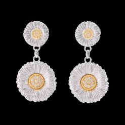 Buccellati BLOSSOMS DIAMONDS AND GOLD EARRINGS IN SILVER AND GOLD WITH DIAMONDS
