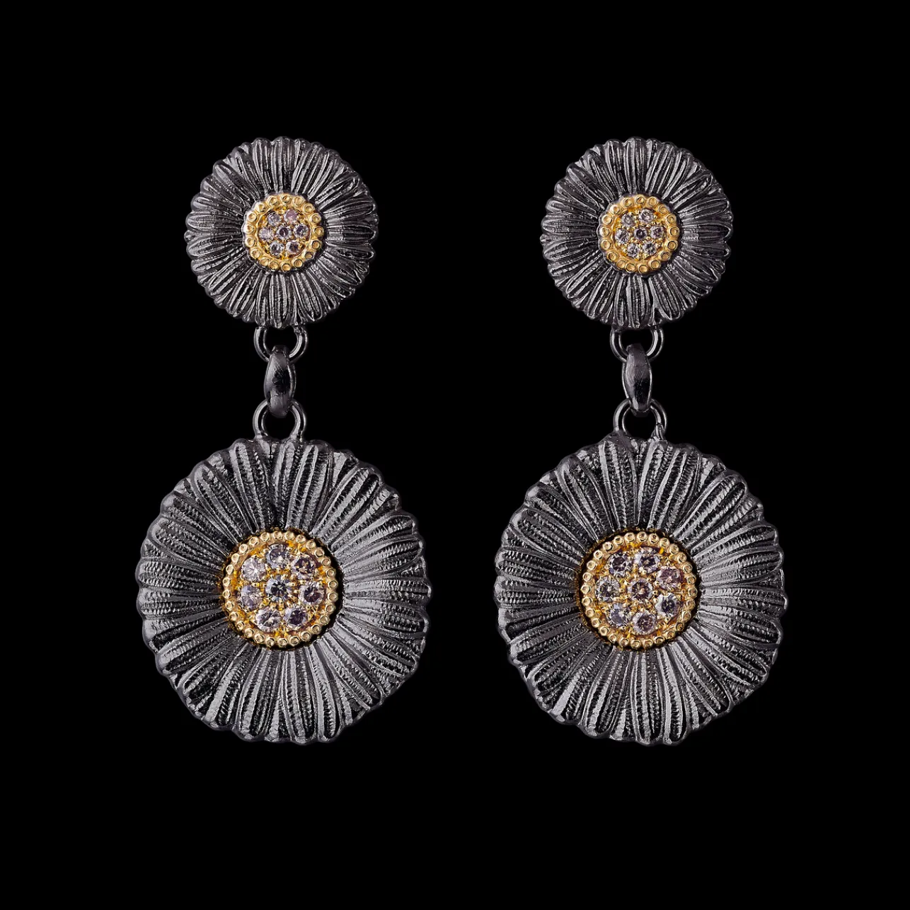 Buccellati BLOSSOMS DIAMONDS EARRINGS IN SILVER WITH FANCY DIAMONDS