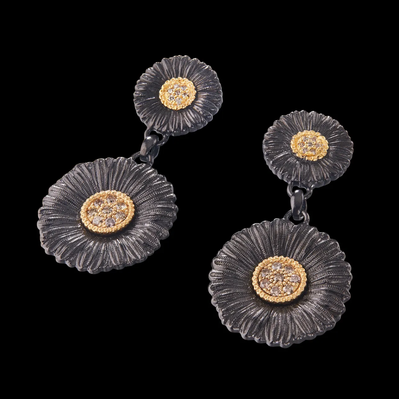 Buccellati BLOSSOMS DIAMONDS EARRINGS IN SILVER WITH FANCY DIAMONDS