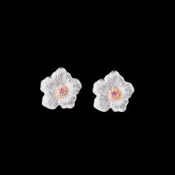 Buccellati BLOSSOMS SILVER AND PINK SAPPHIRE BUTTON EARRINGS