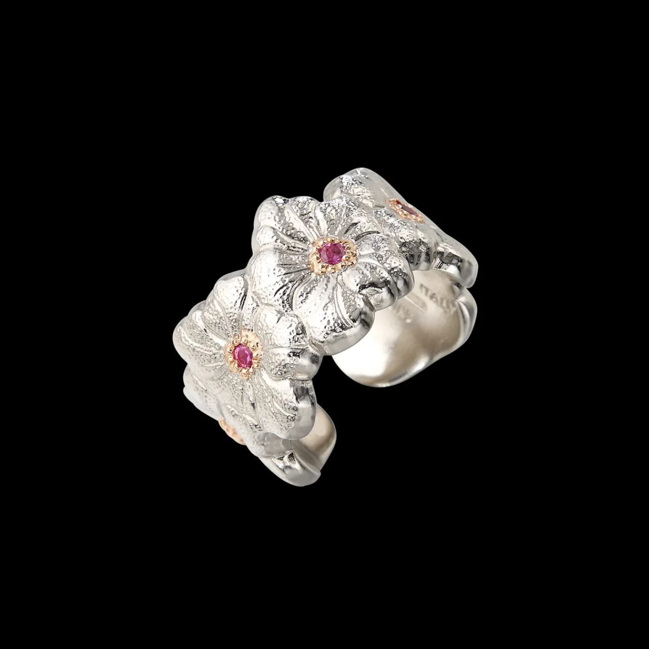 Buccellati BLOSSOMS SILVER AND PINK SAPPHIRE ETERNELLE RING
