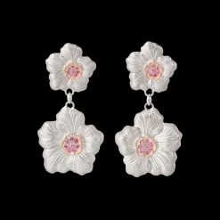 Buccellati BLOSSOMS SILVER AND PINK SAPPHIRE PENDANT EARRINGS