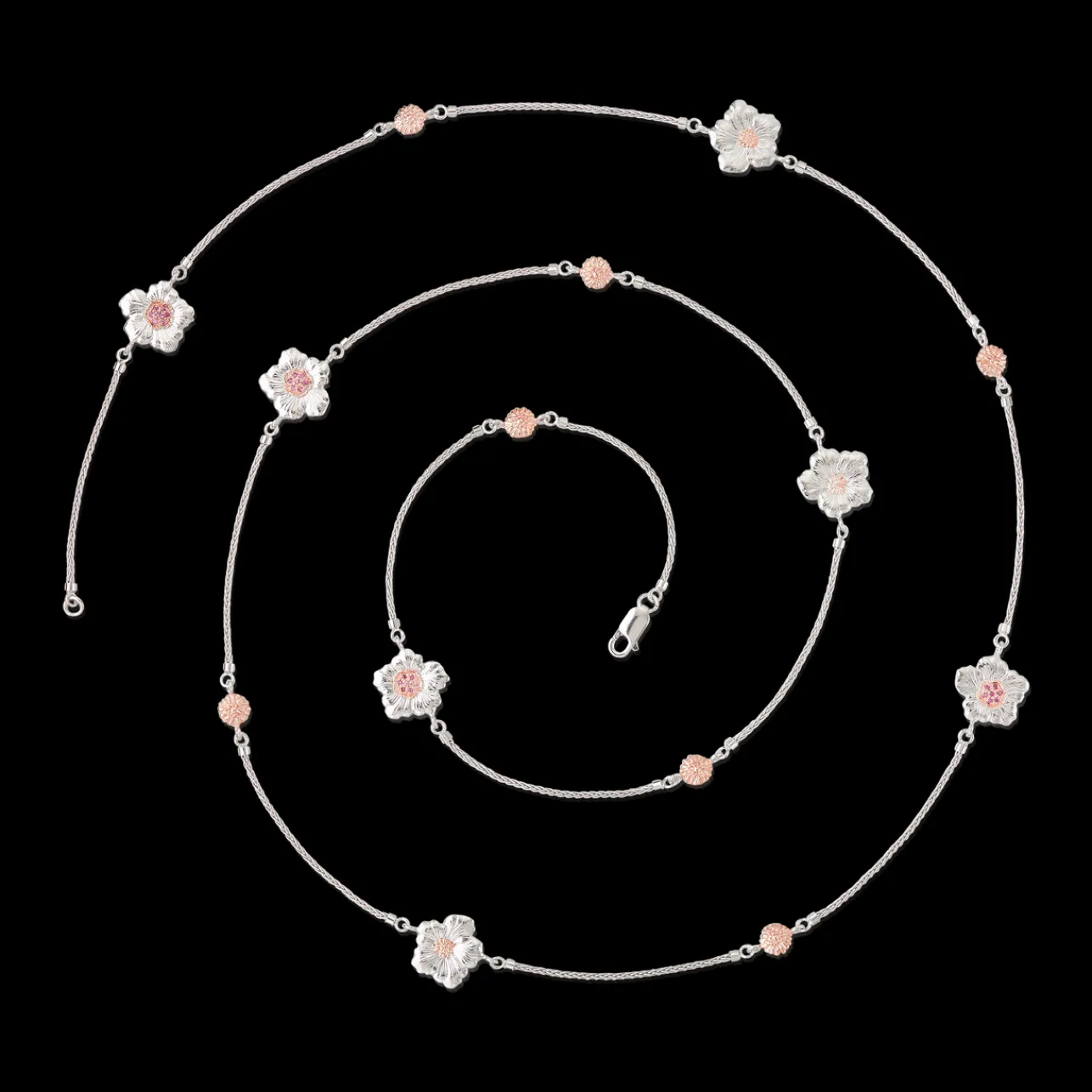 Buccellati BLOSSOMS SILVER AND PINK SAPPHIRE NECKLACE