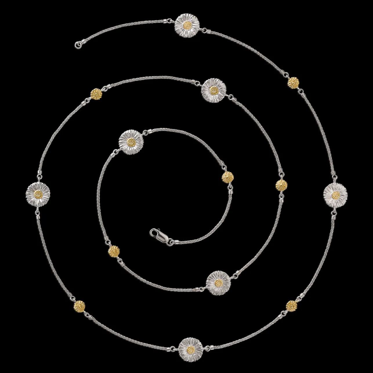 Buccellati BLOSSOMS SILVER AND VERMEIL NECKLACE WITH 7 ELEMENTS