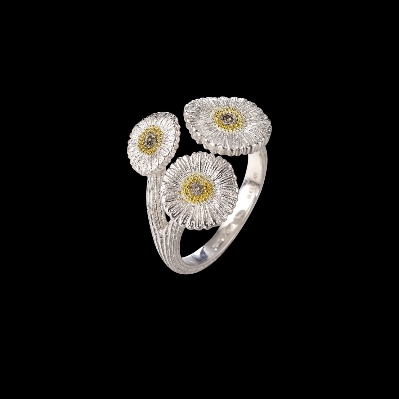 Buccellati BLOSSOMS SILVER AND VERMEIL RING WITH DIAMONDS