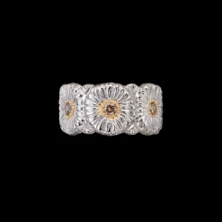 Buccellati BLOSSOMS SILVER AND VERMEIL ETERNELLE RING WITH DIAMONDS