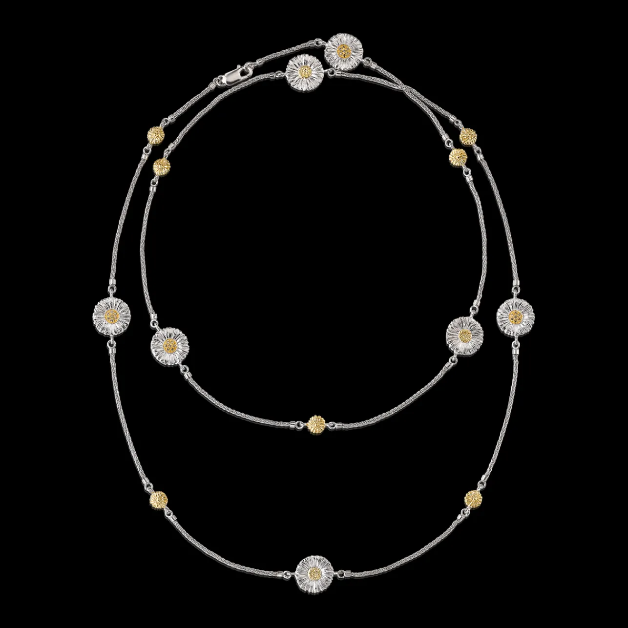 Buccellati BLOSSOMS SILVER AND VERMEIL NECKLACE WITH BROWN DIAMONDS
