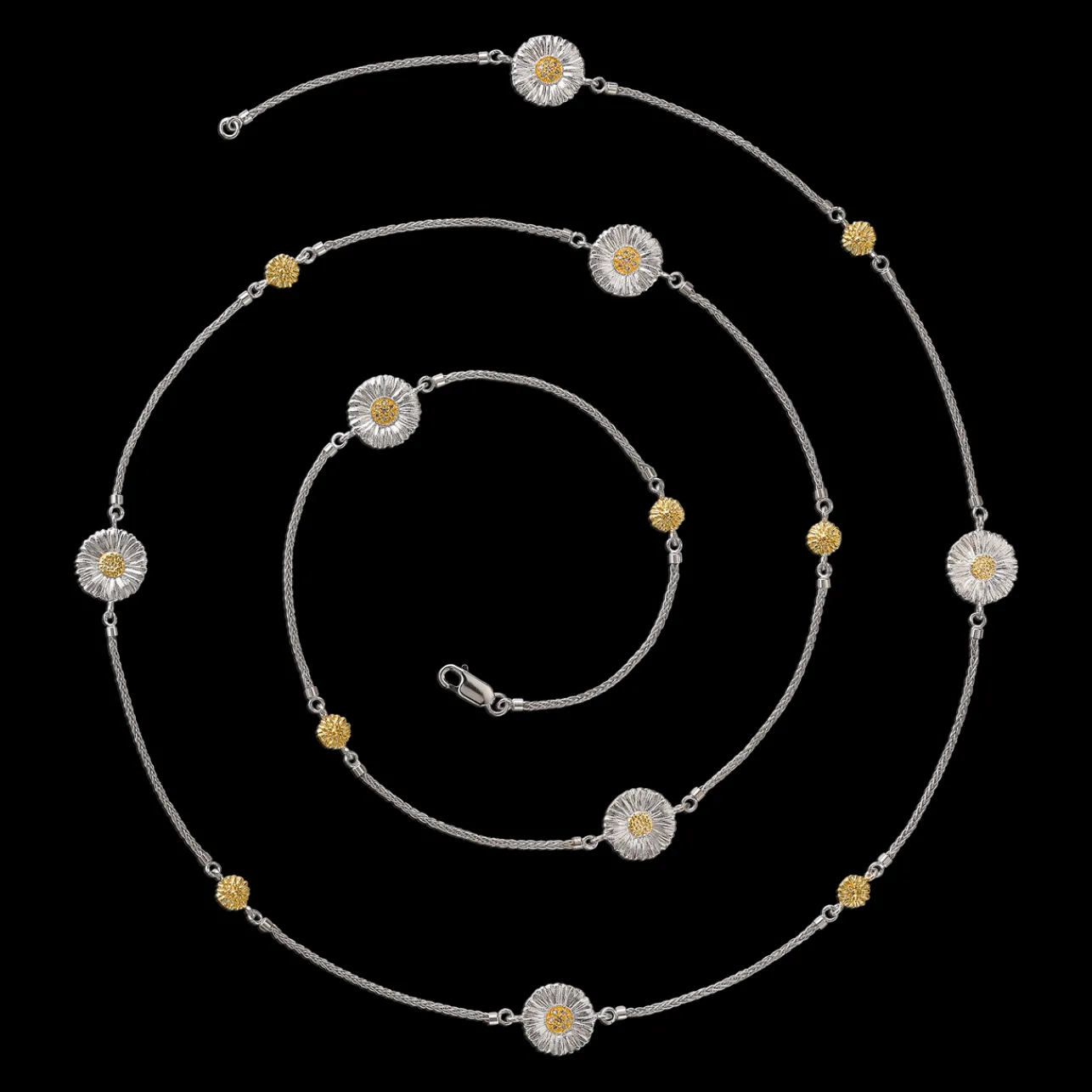 Buccellati BLOSSOMS SILVER AND VERMEIL NECKLACE WITH BROWN DIAMONDS