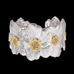 Buccellati BLOSSOMS SILVER AND VERMEIL CUFF BRACELET WITH BROWN DIAMONDS