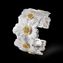 Buccellati BLOSSOMS SILVER AND VERMEIL CUFF BRACELET WITH BROWN DIAMONDS