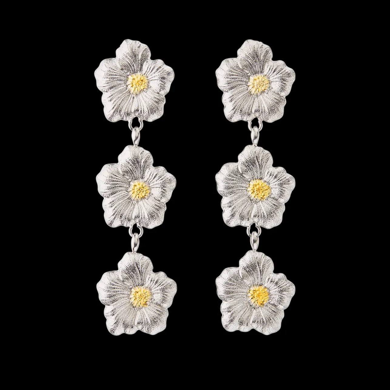 Buccellati BLOSSOMS SILVER AND VERMEIL PENDANT EARRINGS WITH THREE ELEMENTS