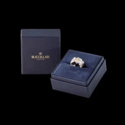 Buccellati BLOSSOMS SILVER AND VERMEIL ETERNELLE RING WITH FANCY DIAMONDS