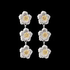 Buccellati BLOSSOMS SILVER AND VERMEIL PENDANT EARRINGS WITH BROWN DIAMONDS