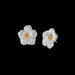 Buccellati BLOSSOMS SILVER AND VERMEIL SMALL BUTTON EARRINGS WITH DIAMONDS