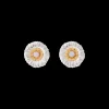 Buccellati BLOSSOMS SILVER BUTTON EARRINGS WITH DIAMONDS AND PINK OPAL