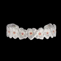 Buccellati BLOSSOMS SILVER CUFF BRACELET WITH PINK SAPPHIRE