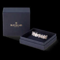 Buccellati BLOSSOMS SILVER CUFF BRACELET WITH PINK SAPPHIRE