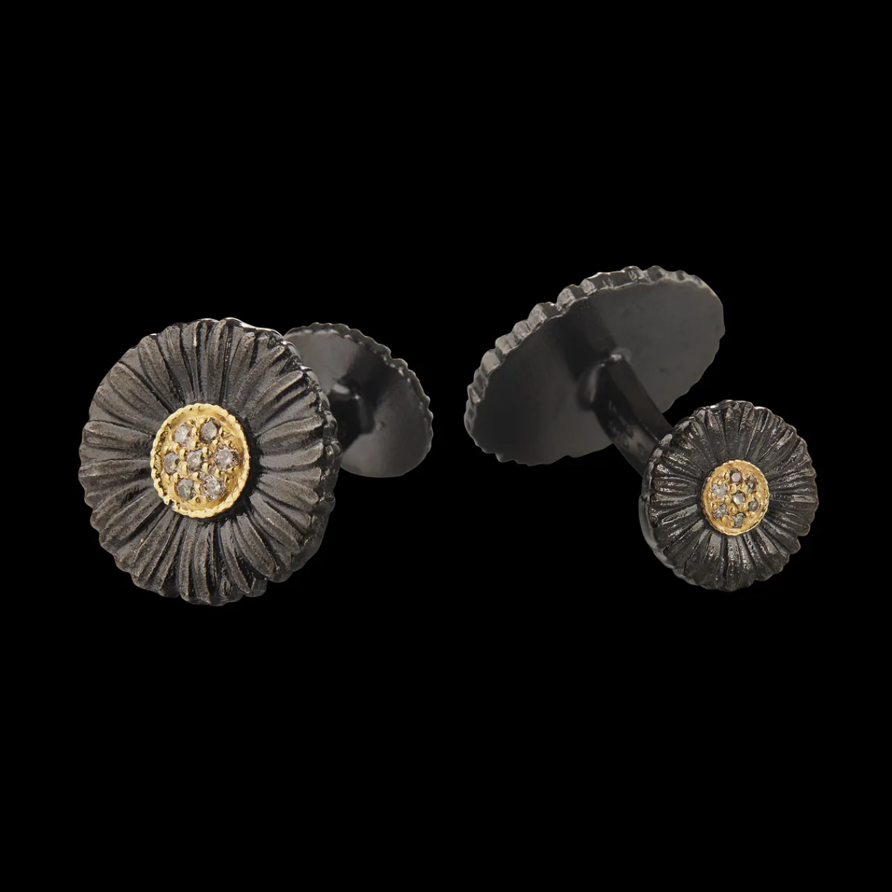 Buccellati BLOSSOMS SILVER CUFFLINKS WITH BROWN DIAMONDS