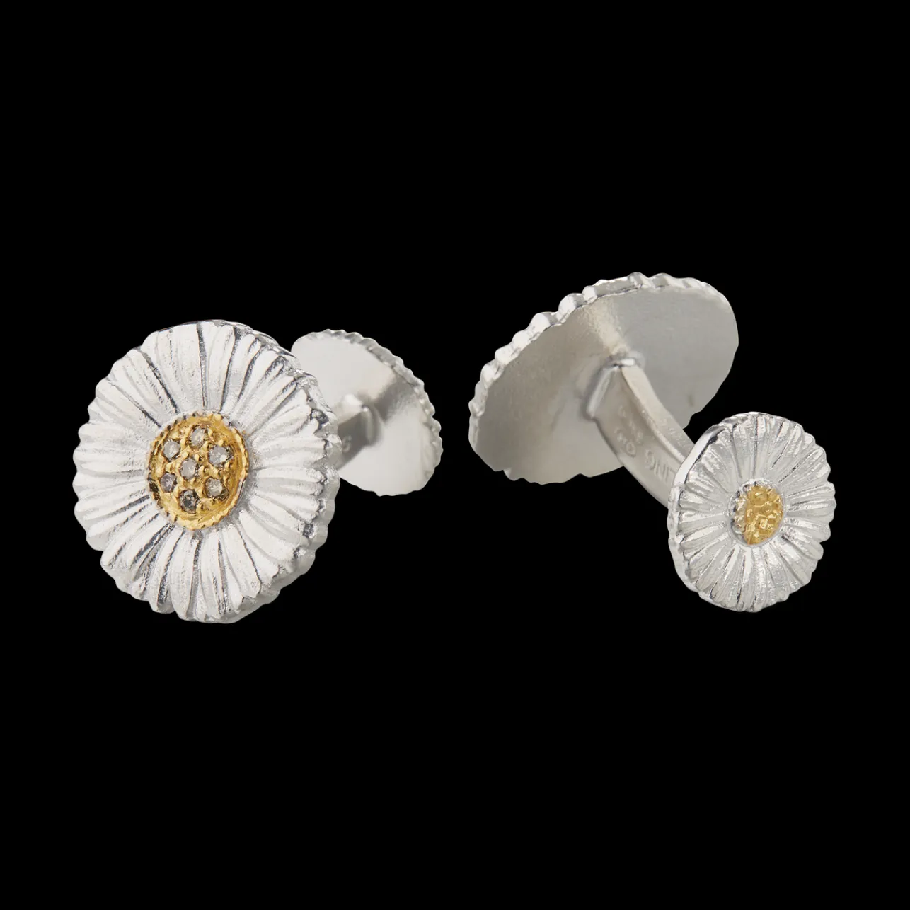 Buccellati BLOSSOMS SILVER CUFFLINKS WITH FANCY DIAMONDS
