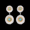Buccellati BLOSSOMS SILVER EARRINGS WITH DIAMONDS AND LIGHT BLUE AGATE