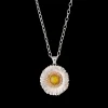 Buccellati BLOSSOMS SILVER PENDANT WITH DIAMONDS AND YELLOW AGATE