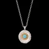 Buccellati BLOSSOMS SILVER PENDANT WITH DIAMONDS AND LIGHT BLUE AGATE
