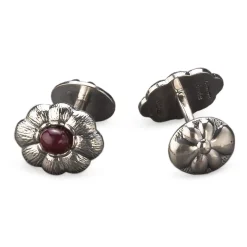 Buccellati CABOCHON SILVER CUFFLINKS WITH RUBIES