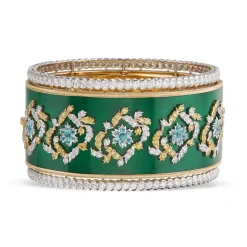Buccellati CAPRI BANGLE BRACELET IN YELLOW AND WHITE GOLD WITH FANCY DIAMONDS
