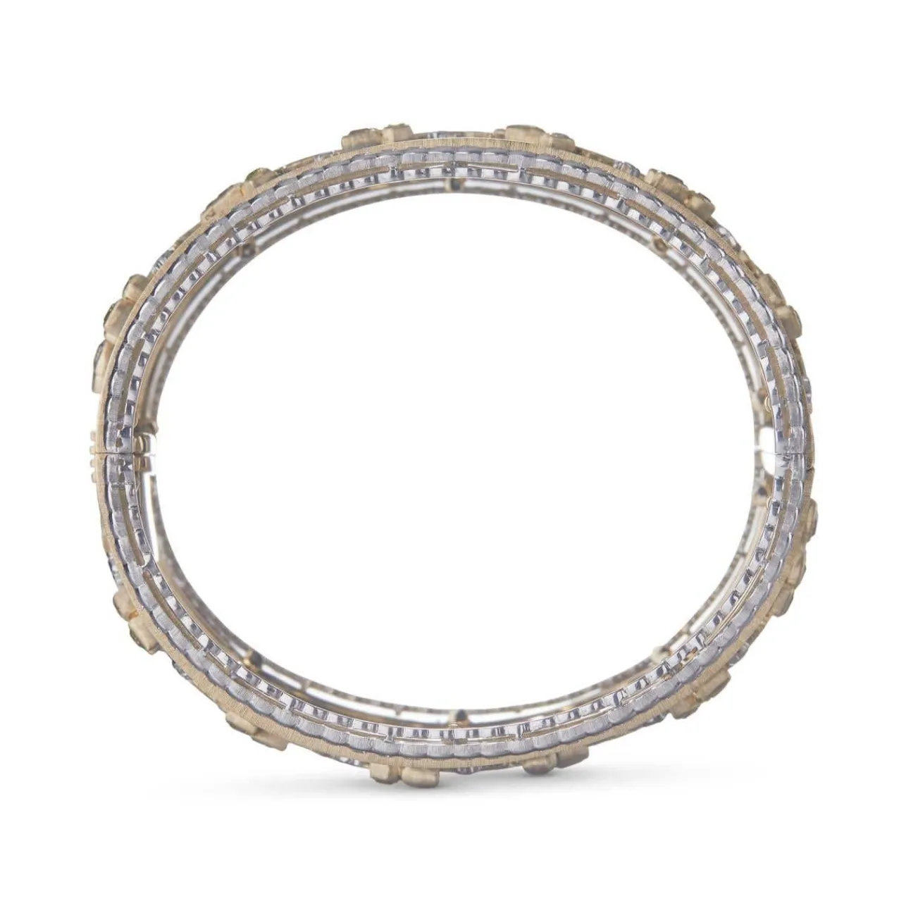 Buccellati CAPRI BANGLE BRACELET IN YELLOW AND WHITE GOLD WITH DIAMONDS & SAPPHIRE