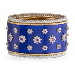 Buccellati CAPRI BANGLE BRACELET IN GOLD WITH DIAMONDS AND SAPPHIRES