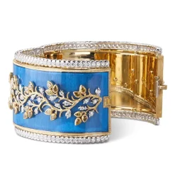 Buccellati CAPRI BANGLE BRACELET IN YELLOW AND WHITE GOLD WITH DIAMONDS
