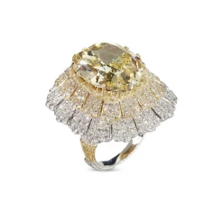 Buccellati COCKTAIL YELLOW WHITE AND PINK GOLD RING WITH FANCY DIAMONDS
