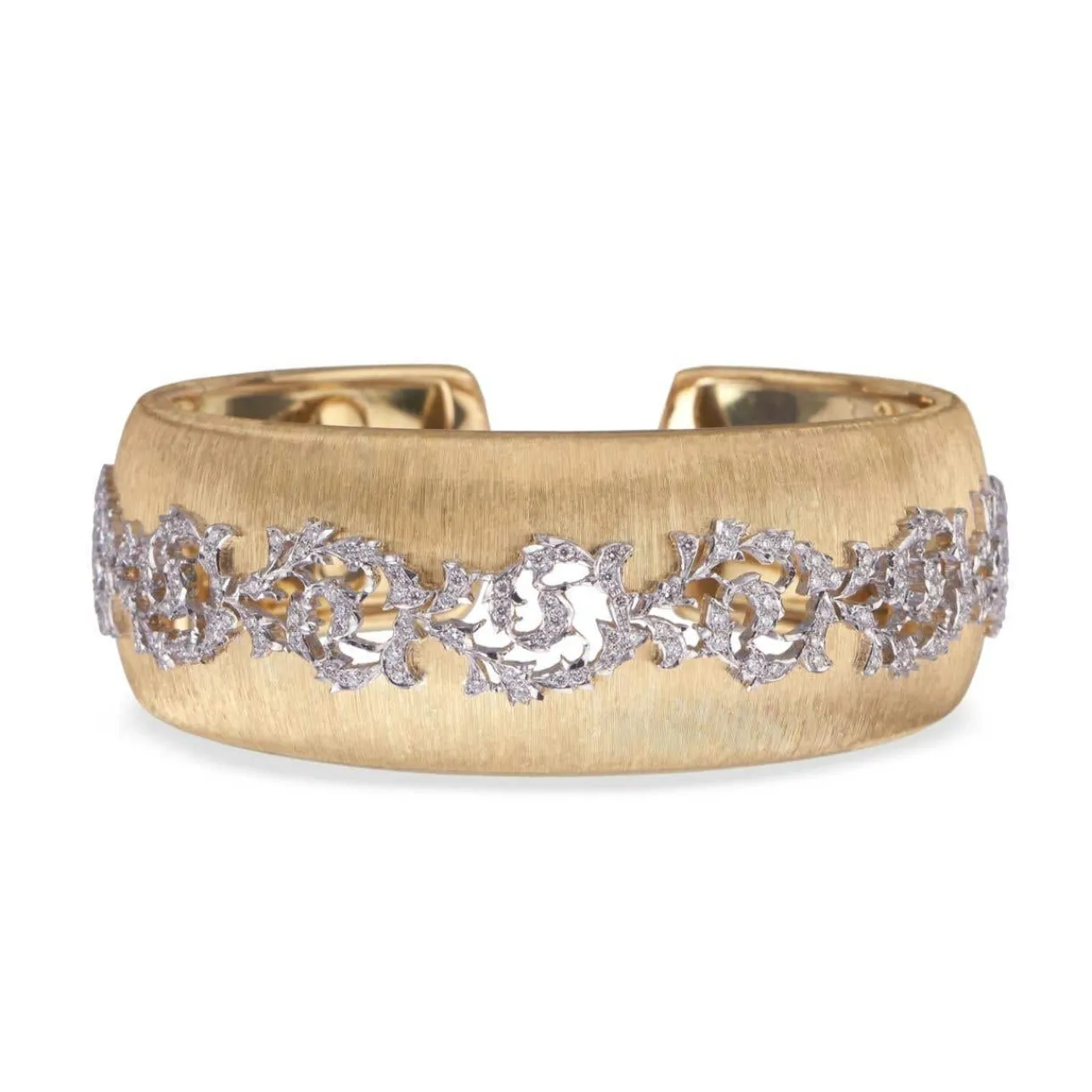 Buccellati CUFF 2.5 BRACELET IN YELLOW AND WHITE GOLD WITH DIAMONDS