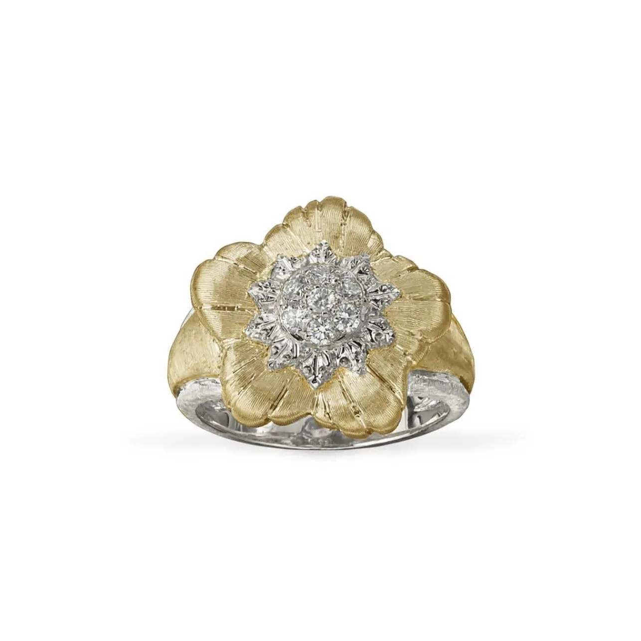Buccellati DAPHNE YELLOW AND WHITE GOLD RING WITH DIAMONDS