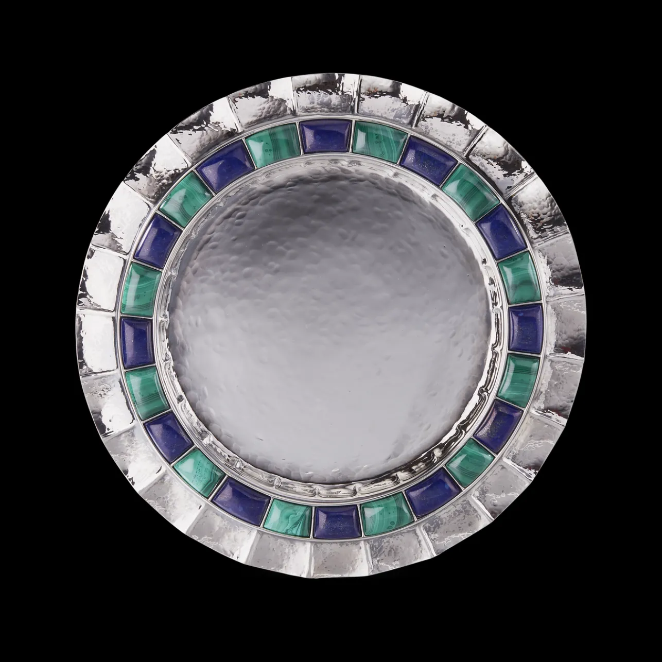 Buccellati DOGE SILVER PLATE WITH MALACHITE AND LAPIS