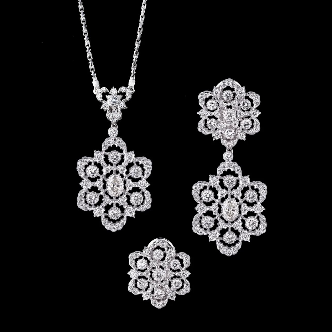 Buccellati GHIRLANDA WHITE GOLD SET EARRINGS WITH DIAMONDS
