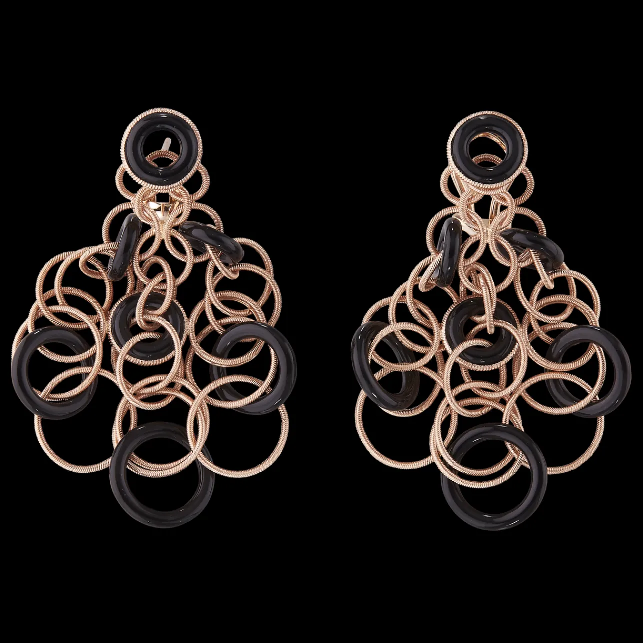 Buccellati HAWAII COLOR PINK GOLD EARRINGS WITH ONYX