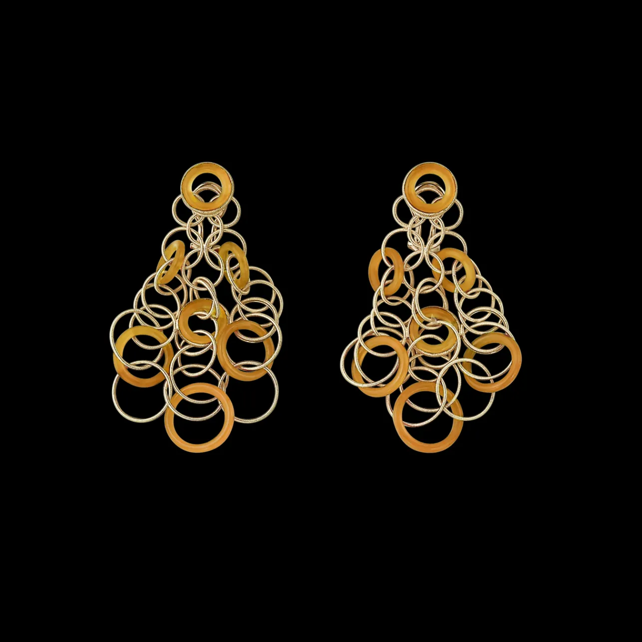 Buccellati HAWAII COLOR YELLOW GOLD PENDANT EARRINGS WITH CARNELIAN