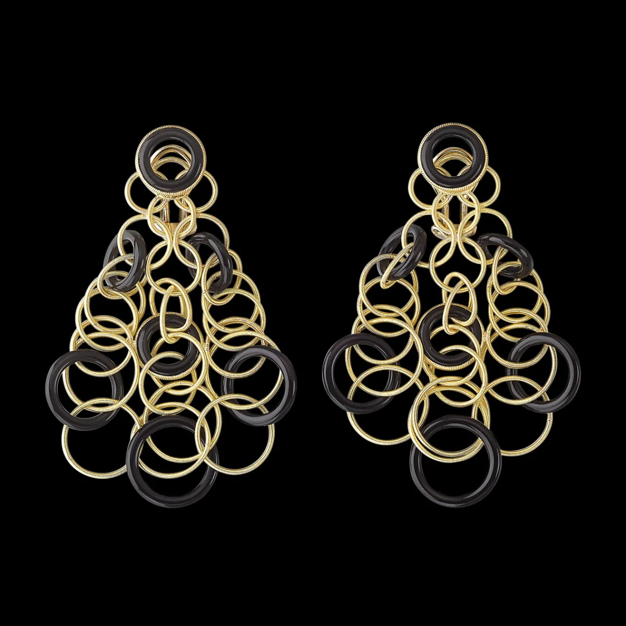 Buccellati HAWAII COLOR YELLOW GOLD SET EARRINGS WITH ONYX