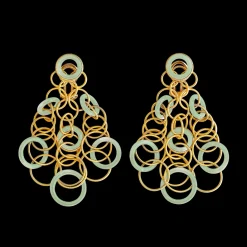 Buccellati HAWAII COLOR YELLOW GOLD PENDANT EARRINGS WITH JADE