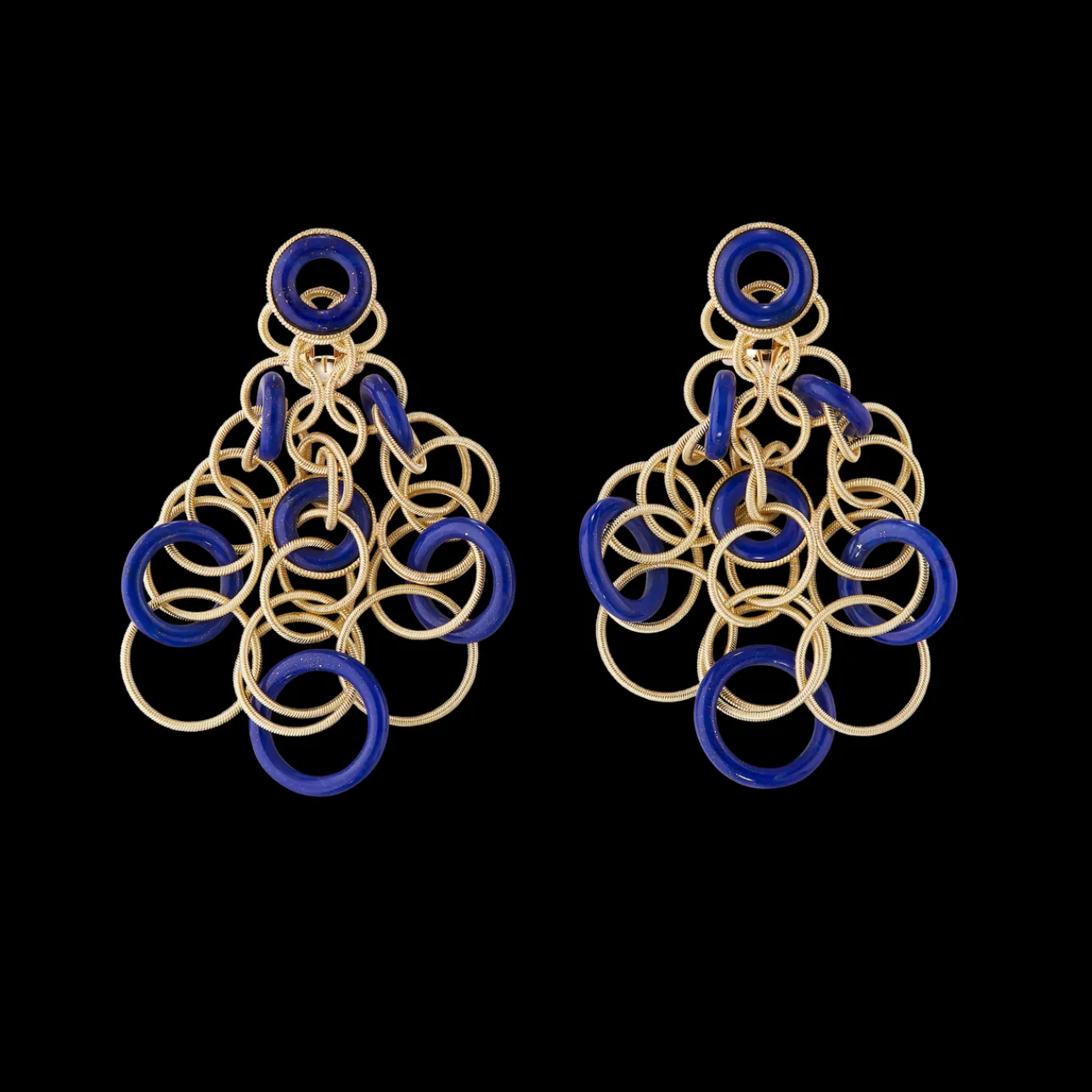 Buccellati HAWAII COLOR YELLOW GOLD SET EARRINGS WITH LAPIS