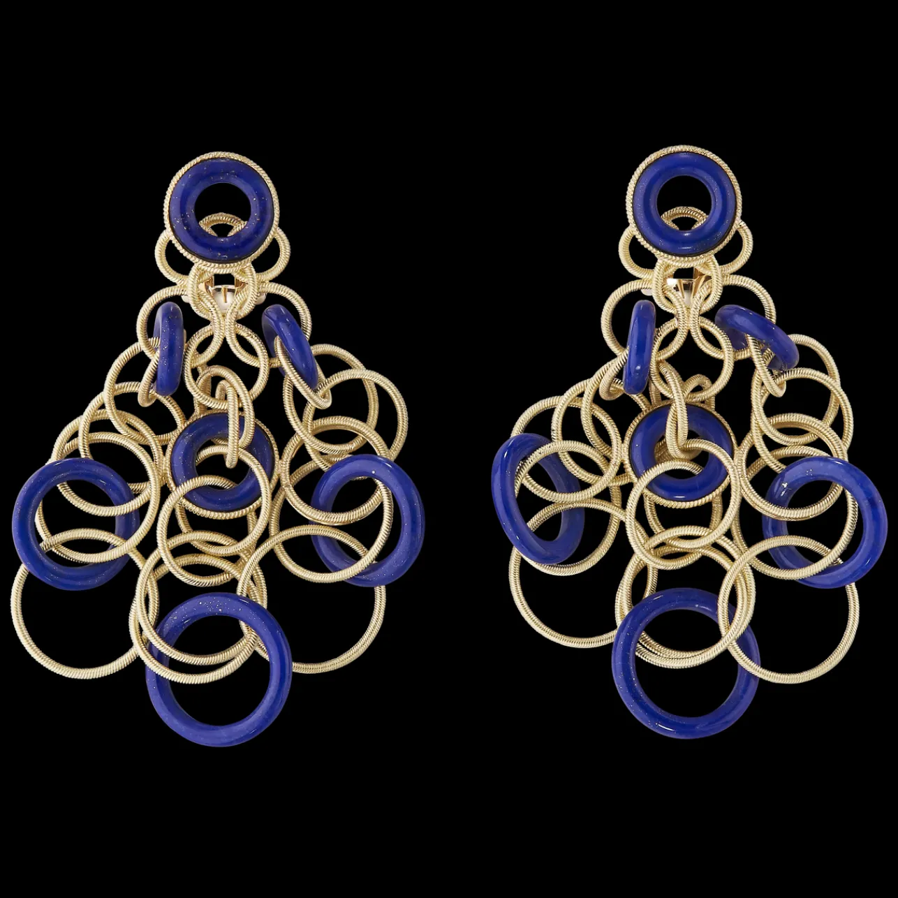 Buccellati HAWAII COLOR YELLOW GOLD SET EARRINGS WITH LAPIS