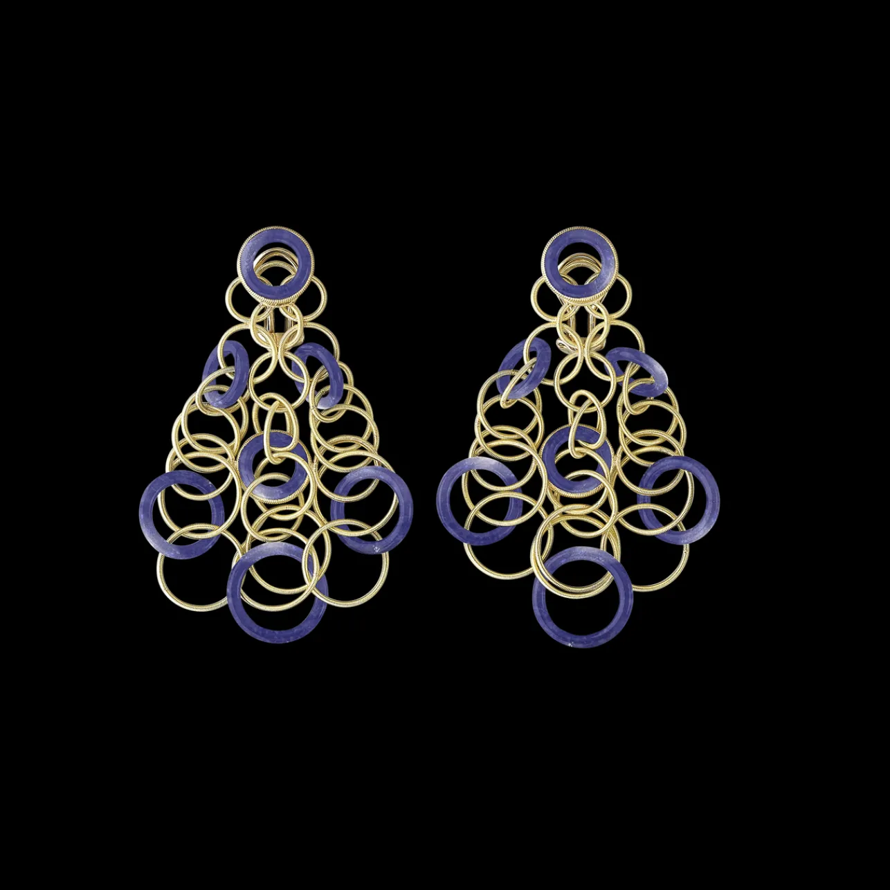 Buccellati HAWAII COLOR YELLOW GOLD EARRINGS WITH LAPIS